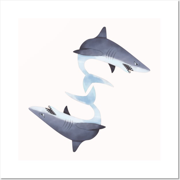 Double Sharks Wall Art by Aceyear